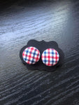 Americana Fabric Cover Button Earrings