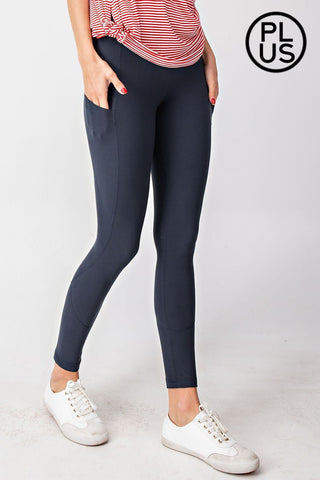 S, M & 2XL ONLY Navy Leggings w/pockets Reg & Plus Size