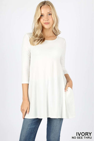 1X ONLY Ivory Flare 3/4 Sleeve Top