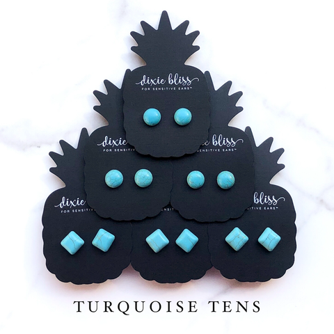 Turquoise Tens - Dixie Bliss - Single Stud Earrings
