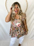 S/M & 1X ONLY Sloan Floral Top in Taupe