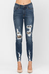 3, 5 & 18W Judy Blue: Welcome to the Jungle - Leopard Patch Skinny Jeans