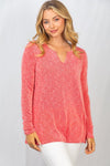 M & 3X ONLY Spring Into The Season Long Sleeve Top in Coral