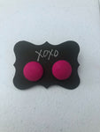 Valentines Fabric Cover Button Stud Earrings