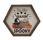 Tis The Season Pumpkin Hexagon Wooden Sign