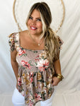 S/M & 1X ONLY Sloan Floral Top in Taupe
