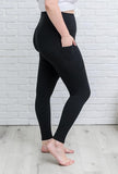 S, M & L ONLY Anchored Arrows Compression Full Length Black Leggings w/pockets