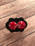 Holiday Fabric Cover Button Stud Earrings