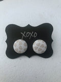 Valentines Fabric Cover Button Stud Earrings
