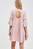 Pastel Petals Embroidered Floral Dress in Dusty Pink
