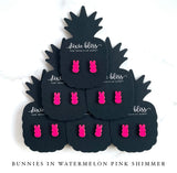 Bunnies in Watermelon Pink Shimmer - Dixie Bliss - Stud Earrings