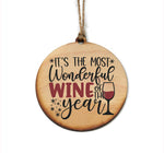 It's The Most Wonderful Wine Wooden Christmas Ornament