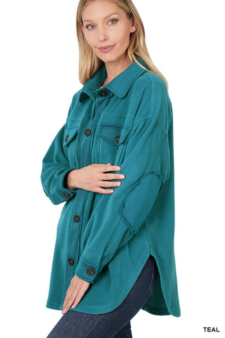 Give It All You Got Fleece Shacket in Teal