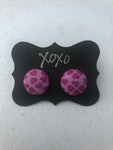 Valentines Fabric Cover Button Stud Earrings