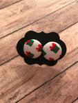 Holiday Fabric Cover Button Stud Earrings