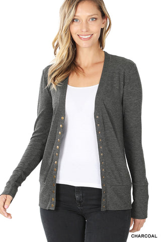 It's a Snap Cardigan in Charcoal