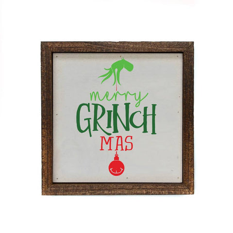 Merry Grinch Mas Wooden Sign